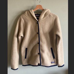 Patagonia Women's Shearling Fleece Hooded Cardigan Cream Size S